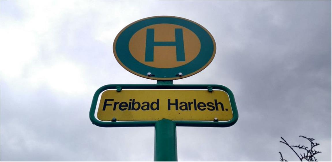 Hier fährt kein Linienbus mehr Haltestelle Freibad Harleshausen
