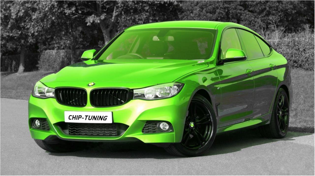 Getunter BMW in Neongrün